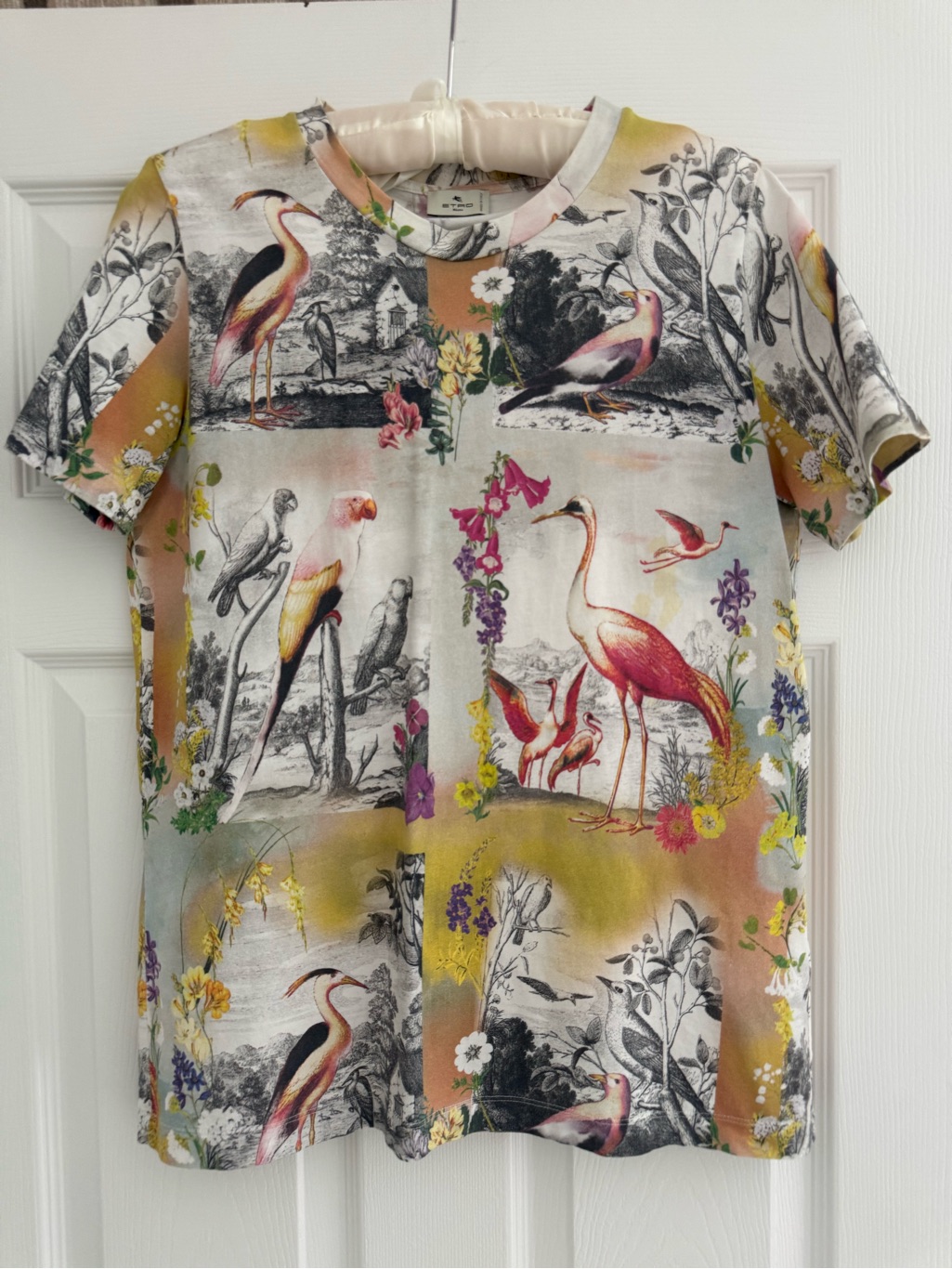 Etro Women T-Shirt Floral & Bird Print Tee - Multicolor